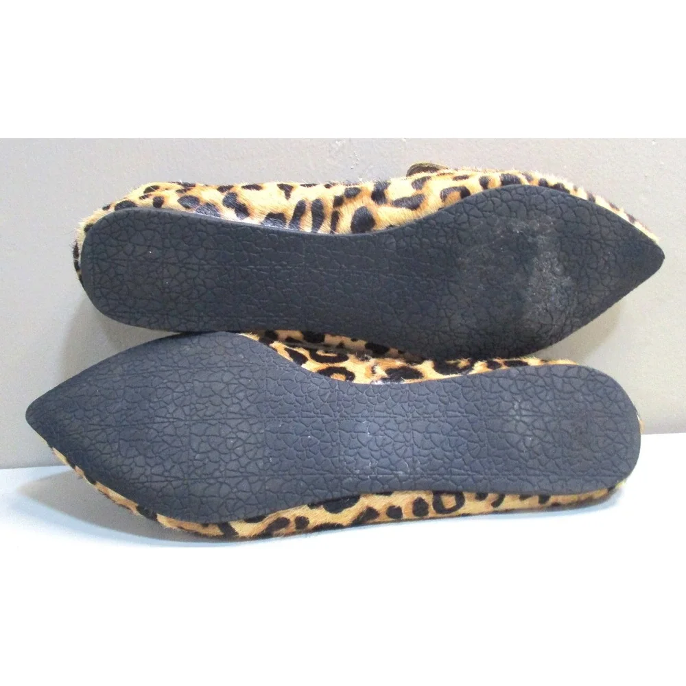 Steve Madden Featherl Leopard Print Cow Hair Pointed Toe Loafers Flats Size 6M